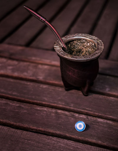 Close-up of yerba mate on table