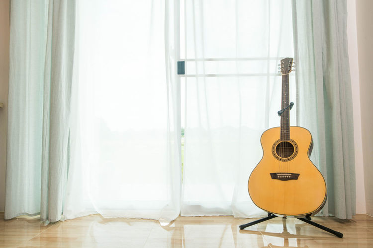 View of guitar at home