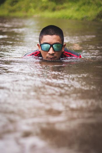 Portrait of man in water