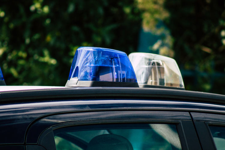 Close-up of police car