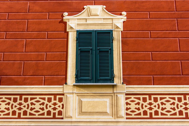 Art nouveau decorated windows in sestri levante, genoa, liguria, italy