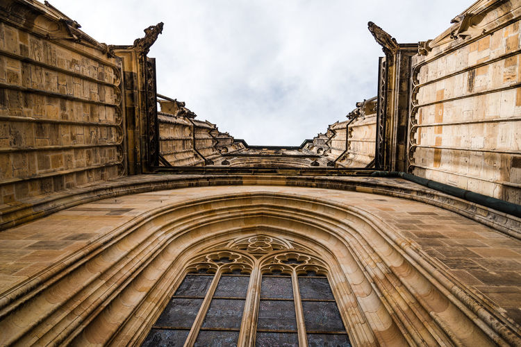 Low angle view of arch in cathedral of prague
