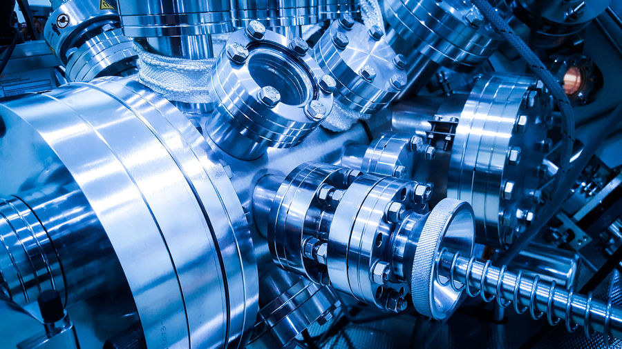 Close up photo of the metal machine in the laboratory