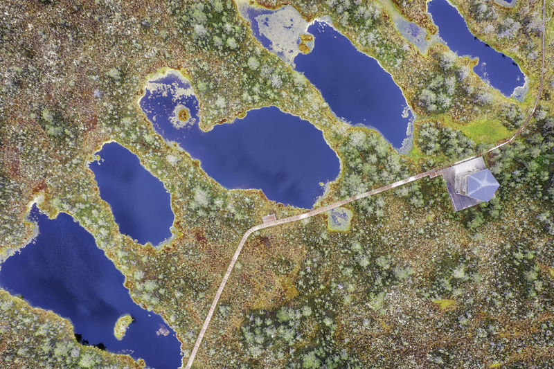 High angle view of rocks in sea