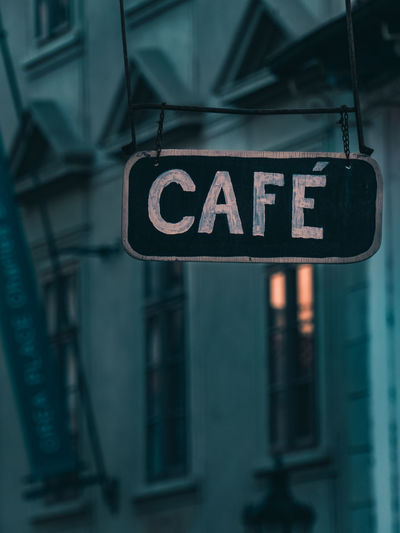 Vintage cafè sign in prague old town