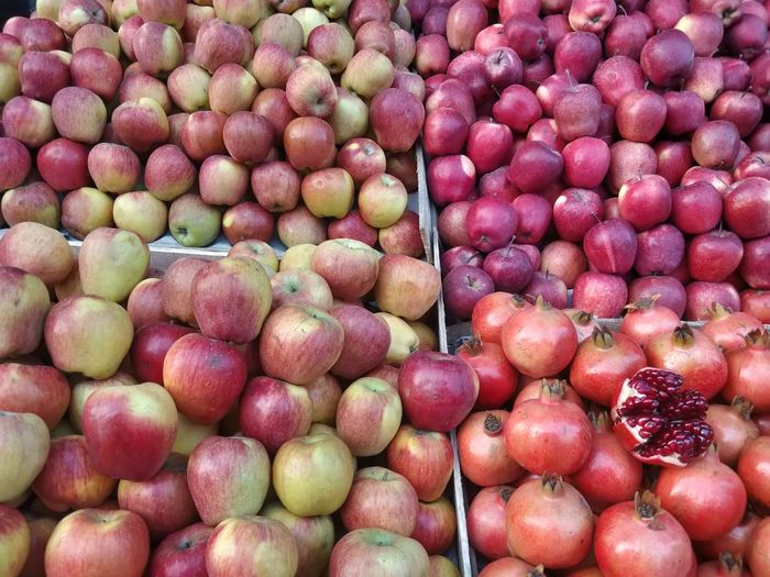 Full frame shot of apples in market