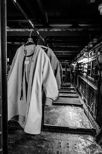 Cloths hanging in backstage at theater