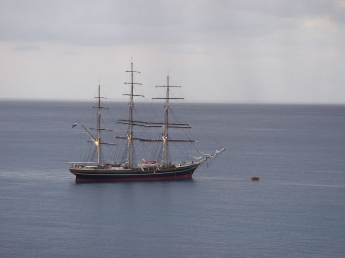 Scenic view of sailing boat in sea