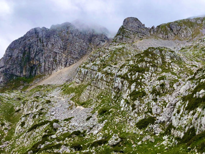 Scenic view of mountain range against sky