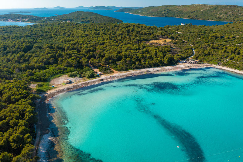 Aerial view of the sakarun beach on dugi otok, croatia