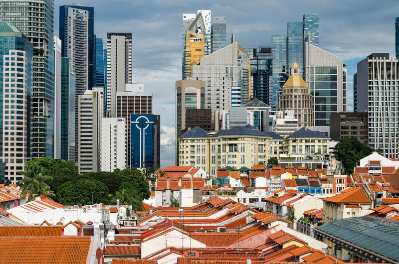 Singapore financial district as seen from chinatown, singapore
