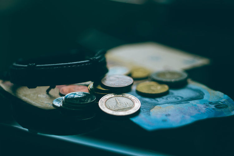 Close-up of coins