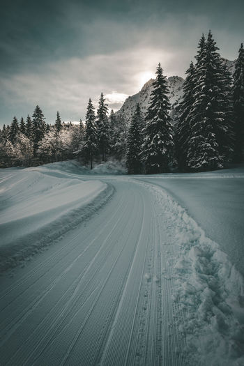Beautiful winter mountain trail winter mood image