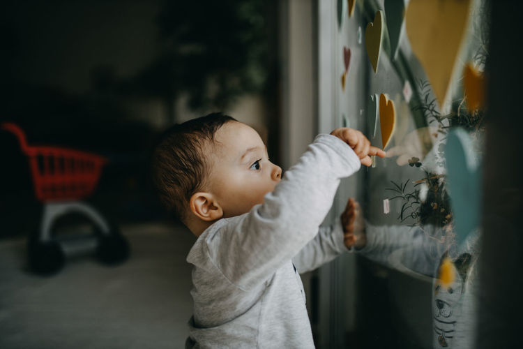 Cute boy looking away