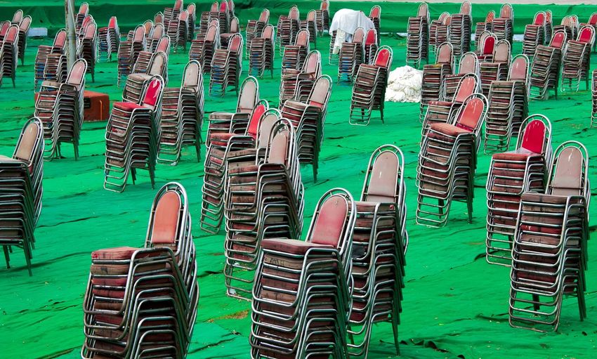 Chairs arranged in row