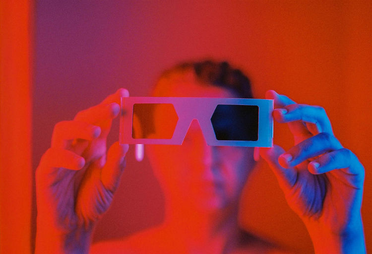 Portrait of person with 3-d glasses 