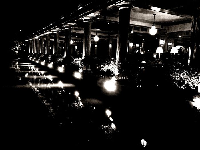 View of illuminated lights at night
