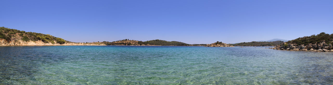 Scenic view of sea against clear sky