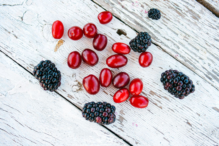 High angle view of fruits on table