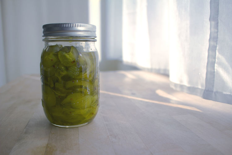 Close-up of mint in jar