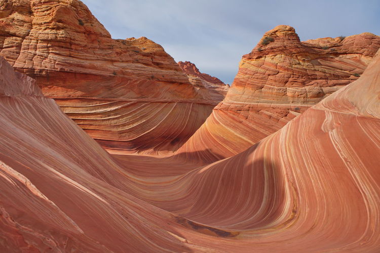 Rock formations on mountain against sky
