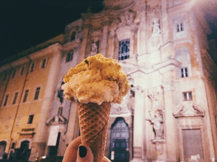 Low angle view of ice cream in city