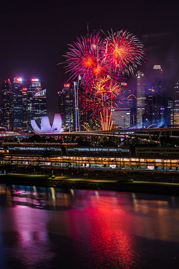 Illuminated city at night
