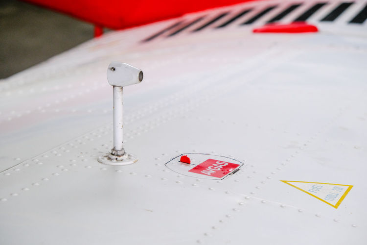 High angle view of airplane on table