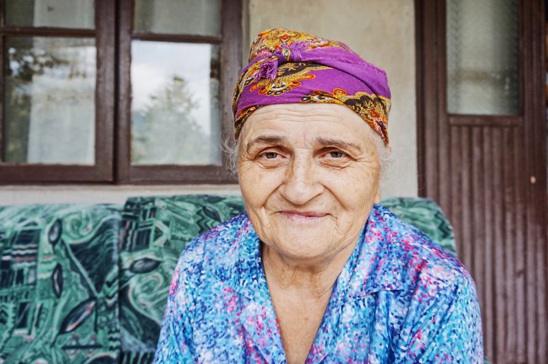Close-up portrait of senior woman
